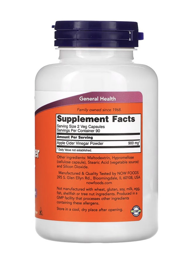 Now Foods Apple Cider Vinegar 450 Mg 180 Veg Capsules - Image 2