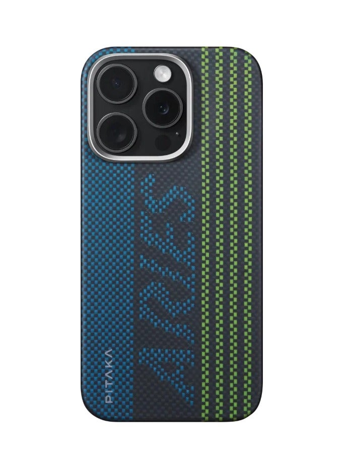 PITAKA pitaka for iPhone 15 Pro Case Compatible with MagSafe, Thin & Light Case iPhone 15 Pro with a Caseless Feel, Glow in The Dark, 1500D Aramid Fiber Woven Luminous Tactile Woven Case - Credit card  - Image 3