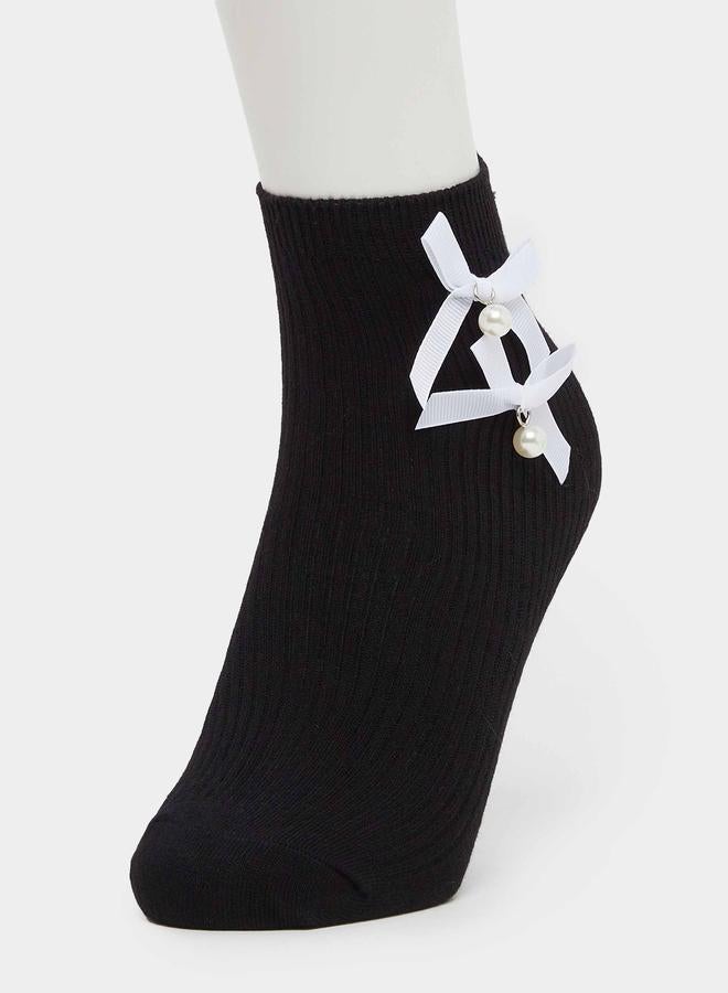 Styli Bow Detail Crew Socks - Image 1