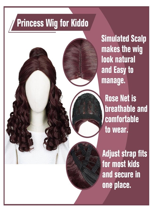 Aicos Brown Princess Wigs Long Wavy with Buns for Halloween Costume Party - Image 2
