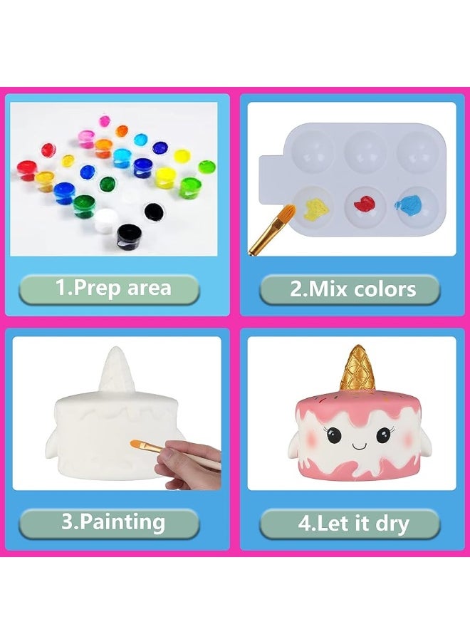 Jim&Gloria - JimGloria Paint Your Own Squishies Jumbo Squishy Gifts for Girls and Boys 8 9 10 11 12 13 14 Arts and Crafts for Kids Party Favors for Birthday Christmas Stocking Fillers Pack of 3 - Image 1