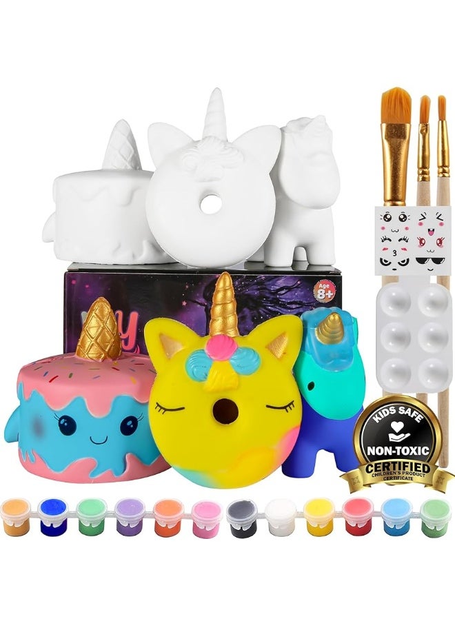 Jim&Gloria - JimGloria Paint Your Own Squishies Jumbo Squishy Gifts for Girls and Boys 8 9 10 11 12 13 14 Arts and Crafts for Kids Party Favors for Birthday Christmas Stocking Fillers Pack of 3 - Image 1