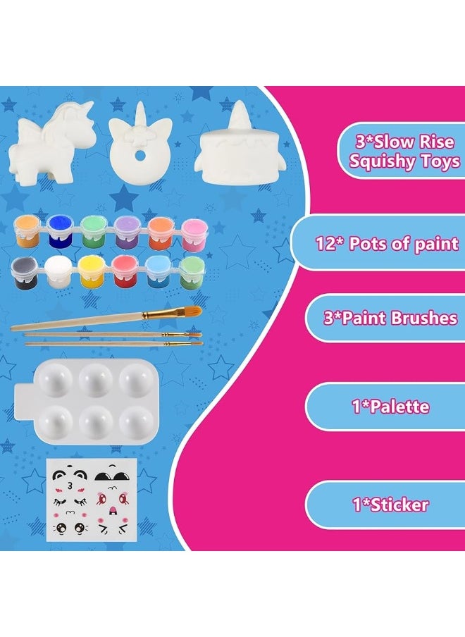 Jim&Gloria - JimGloria Paint Your Own Squishies Jumbo Squishy Gifts for Girls and Boys 8 9 10 11 12 13 14 Arts and Crafts for Kids Party Favors for Birthday Christmas Stocking Fillers Pack of 3 - Image 1