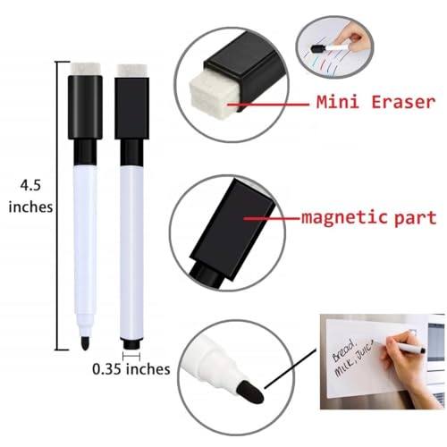 deziine.Fx Set Of 36 Black Magnetic Whiteboard Pen Erasable Marker Office School Stationery Supplies - Image 5
