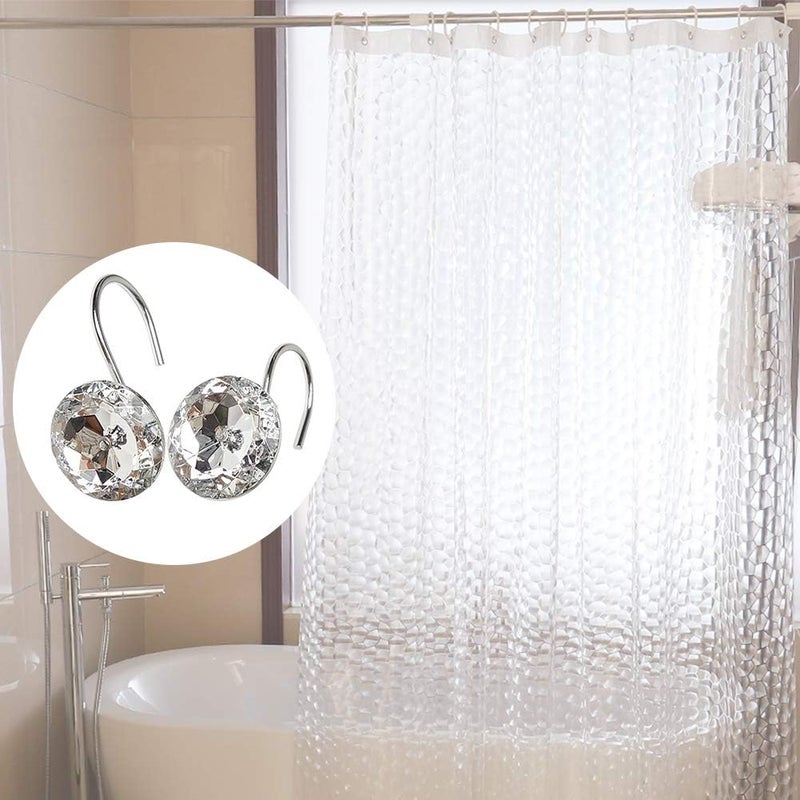 EleCharm 12 Pcs Bling Rhinestones Shower Curtain Hooks Bathroom Rolling Hooks - Image 2