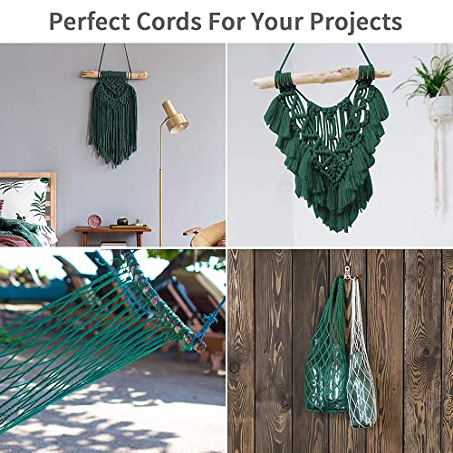 HOMEBOBO Macrame Cord 4mm x 240Yards (722Feet), Colored Cotton Macrame Rope - 3 Strands Twisted Colorful Macrame Cotton Cord for Wall Hanging, Plant Hangers, Gift Wrapping and Wedding Decorations, Dark Green - Image 3
