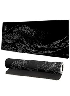 Miya 800 * 300 * 3mm Gaming Keyboard Mouse Pad Office Desk Pad Gaming Office Home Kanagawa's Black Wave  - Image 1