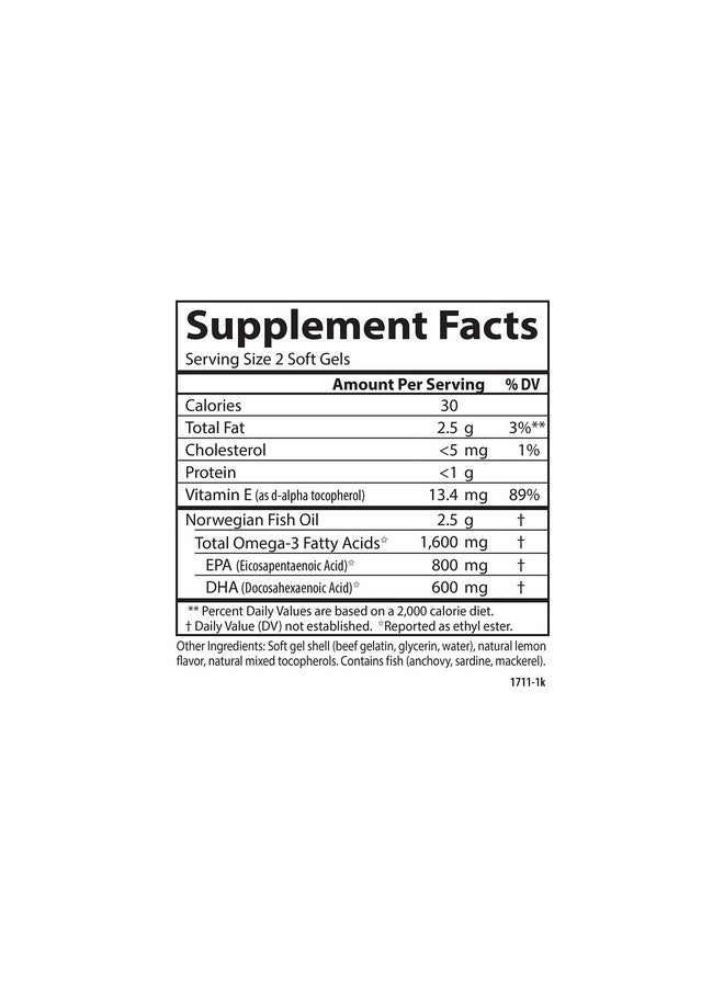 Carlson - Elite Omega-3 Gems, 1600 mg Omega-3 Fatty Acids Including EPA and DHA, Norwegian, Wild-Caught Fish Oil Supplement, Sustainably Sourced Omega 3 Fish Oil Capsules, Lemon, 90 Softgels - Image 3