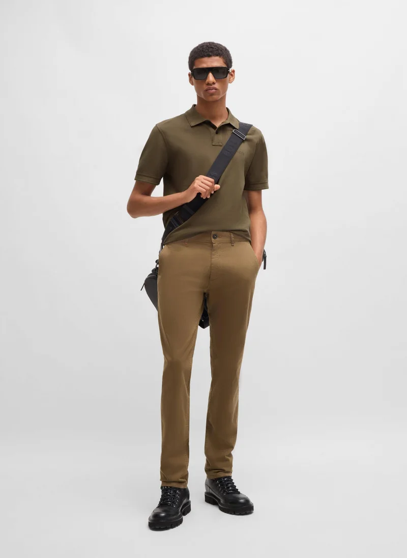 BOSS Cotton-piqué polo shirt with logo print