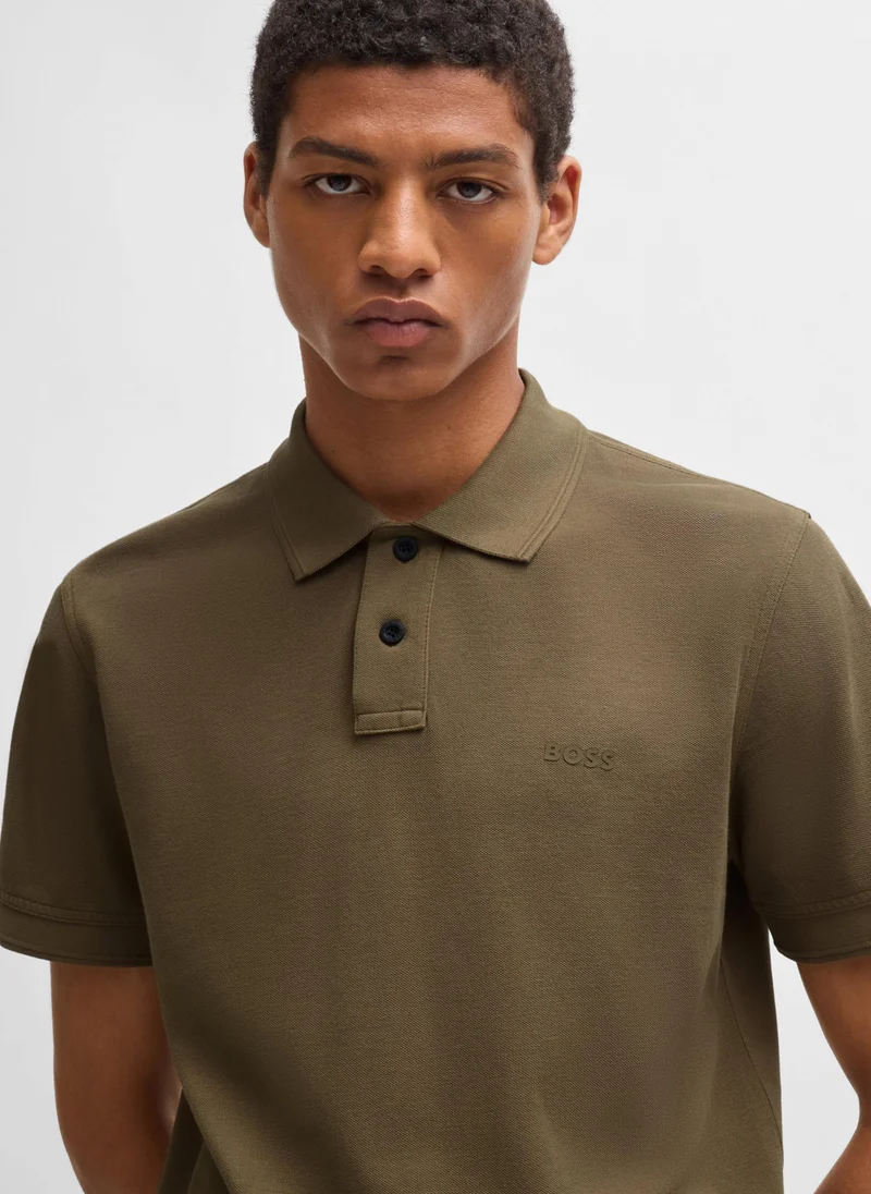 BOSS Cotton-piqué polo shirt with logo print