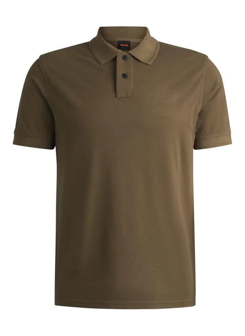BOSS Cotton-piqué polo shirt with logo print