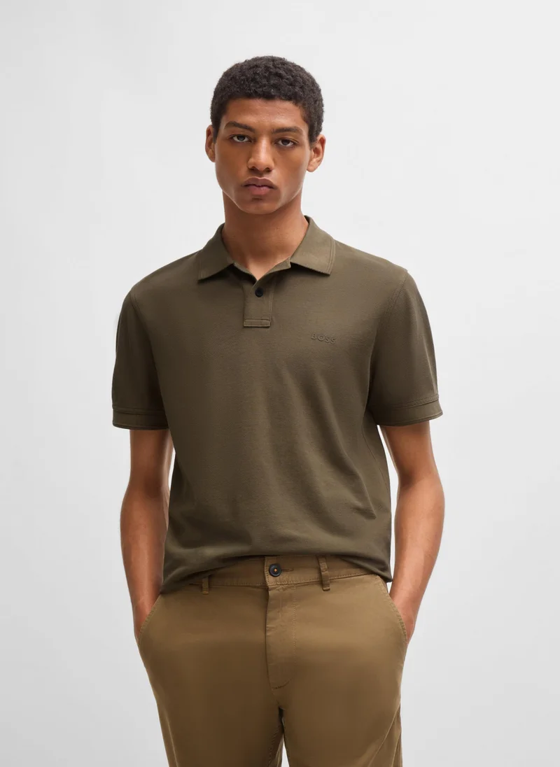 BOSS Cotton-piqué polo shirt with logo print