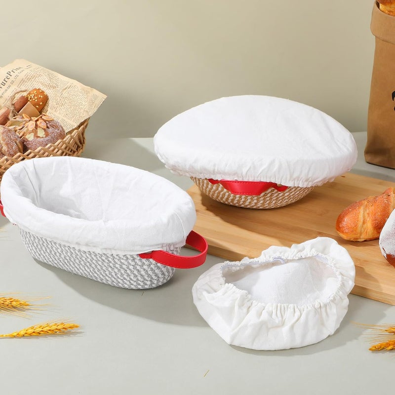 Sourdough Loaf Proofing Basket Set 2pcs Rattan Dough Rising Baskets with Linen Liners for Homemade Bread Baking and Artisan Bread Fermentation - Image 4