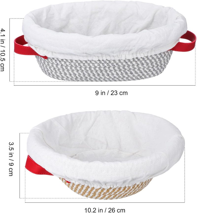 Sourdough Loaf Proofing Basket Set 2pcs Rattan Dough Rising Baskets with Linen Liners for Homemade Bread Baking and Artisan Bread Fermentation - Image 2