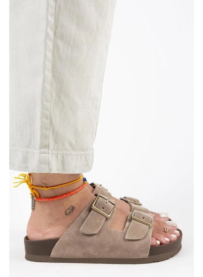 Manijero  Anlelic Women's Genuine Leather Double Buckle Vizon Slippers. for Women | Best Price UAE