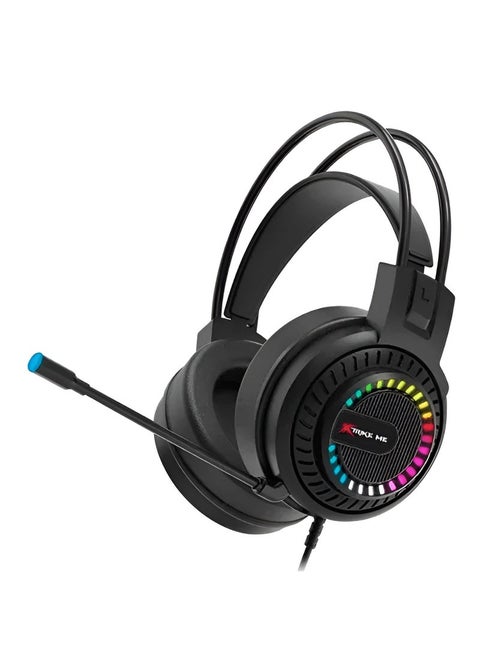 سماعة ألعاب ستيوريو مع إضاءة خلفية RGB من إكسترايك مي - موديل HP-318، ميكروفون مرن، 50 مم، تصميم مريح-اسود
