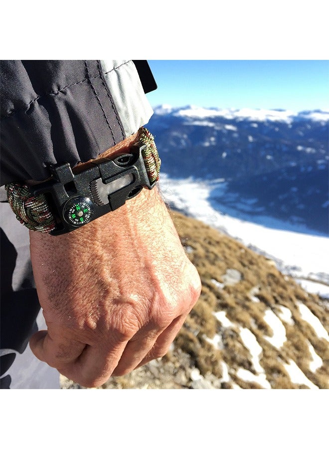 Beyond 4 Pcs Survival Paracord Bracelet Set, Adjustable Bracelets with Bracelet Bottle Opener Flint Buckle Whistle, Outdoor Survival Bracelet Set (Green+Black) - Image 5