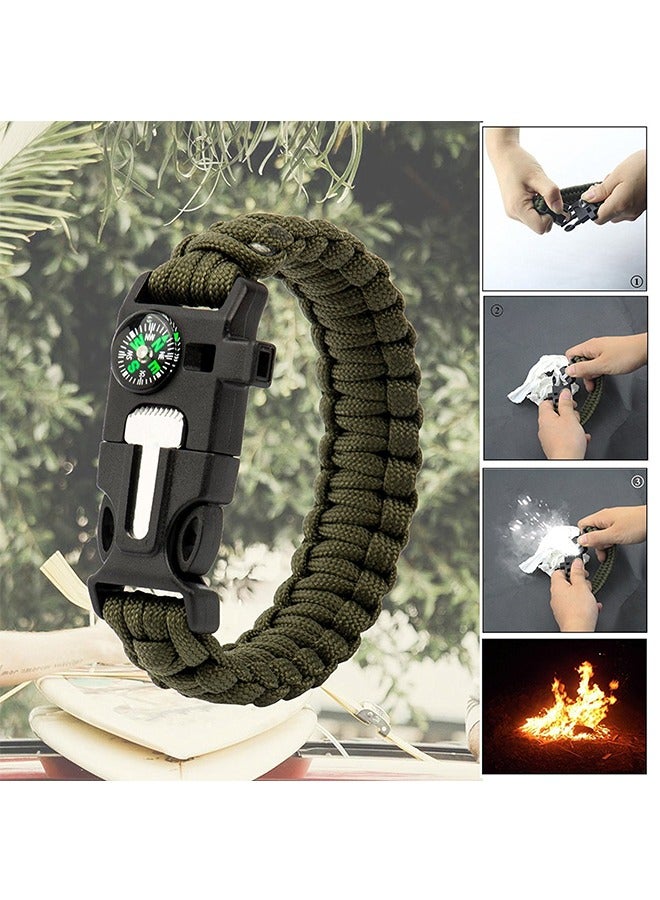 Beyond 4 Pcs Survival Paracord Bracelet Set, Adjustable Bracelets with Bracelet Bottle Opener Flint Buckle Whistle, Outdoor Survival Bracelet Set (Green+Black) - Image 4