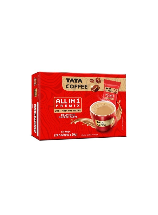 Tata Coffee All in 1 Premix Box (24 Sachets x 20gm) - Image 1