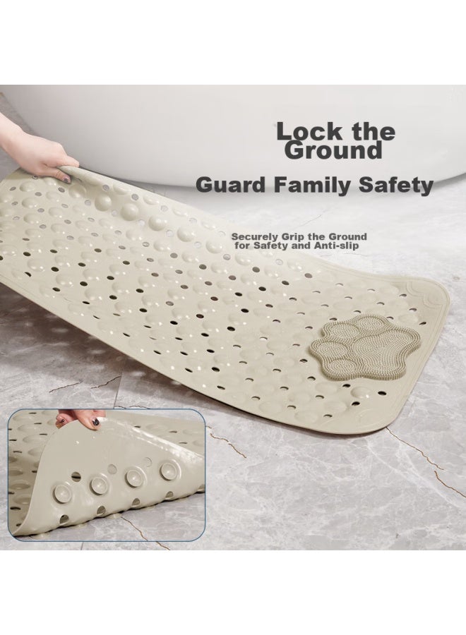 Zhujun Tpe Bathroom Shower Non-slip Mat, Multifunctional Massage Foot Pad, Bathroom Shower Anti-fall Mat, Beige, 41*73 - Image 2