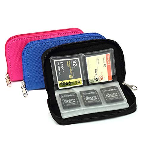 JCSMARTEC 3-Pack Memory Card Case - Carrying Case Suitable for Micro SD, Mini SD and 4X CF, Card Holder Bag Wallet for Media Storage Organization (Black+Blue+Pink) - Image 2