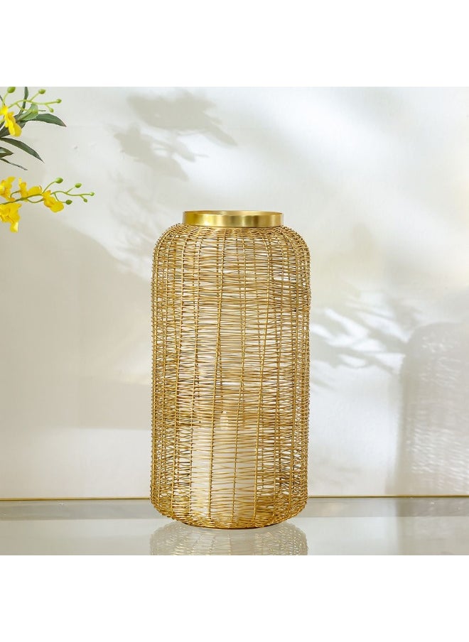 DANUBE HOME Danube Home Afra Metal Weave Vase - 18X18X36 Cm Gold Iron Flower Vase For Home Decor Collection Modern Artistic Decoration For Living Room, Bedroom, Office| Decorative Home Accessories  - Image 1