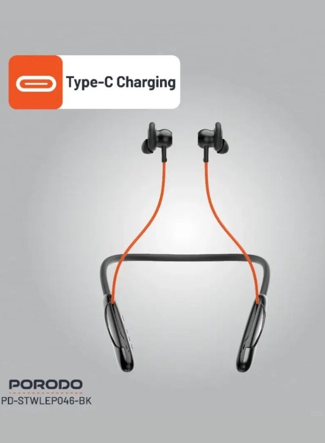 Porodo Soundtec Porodo Echo Flex Bluetooth Headphones | Neckband with Magnetic Buds & Hall Switch | Black - Image 4