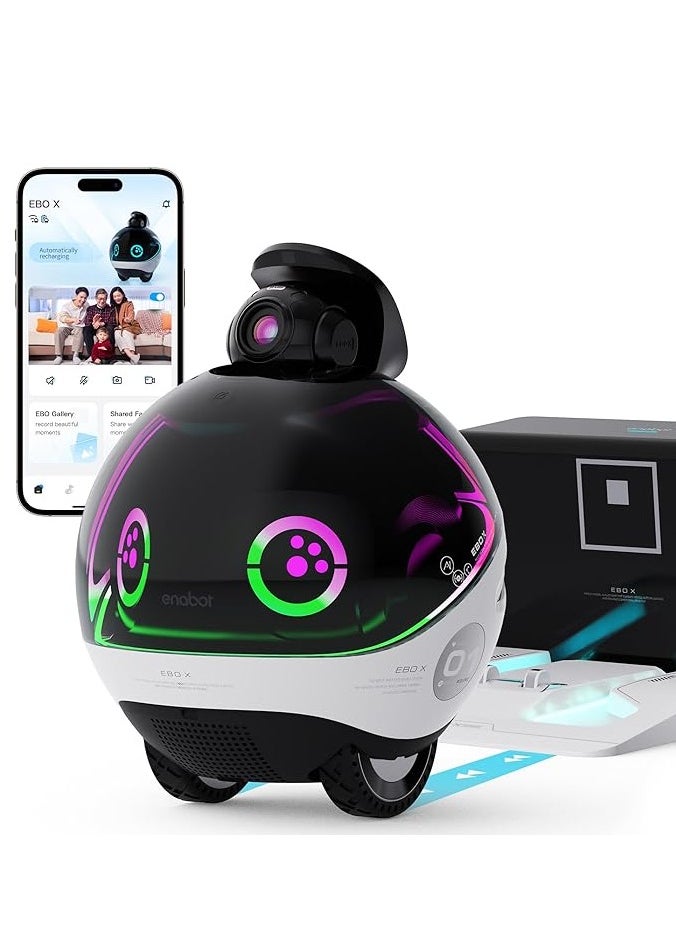 Enabot - Enabot® EBO X -AI Family Companion Robot. Home Robot with GPT, Harman AudioEFX Speaker, Alexa Voice Control Built in, Movable Home Monitoring Robot with Smart Mapping, Stabilized 4K UHD Security Pet Cam with Night Vision. [Full Pack Set + 12 Months International Warranty] - Image 1