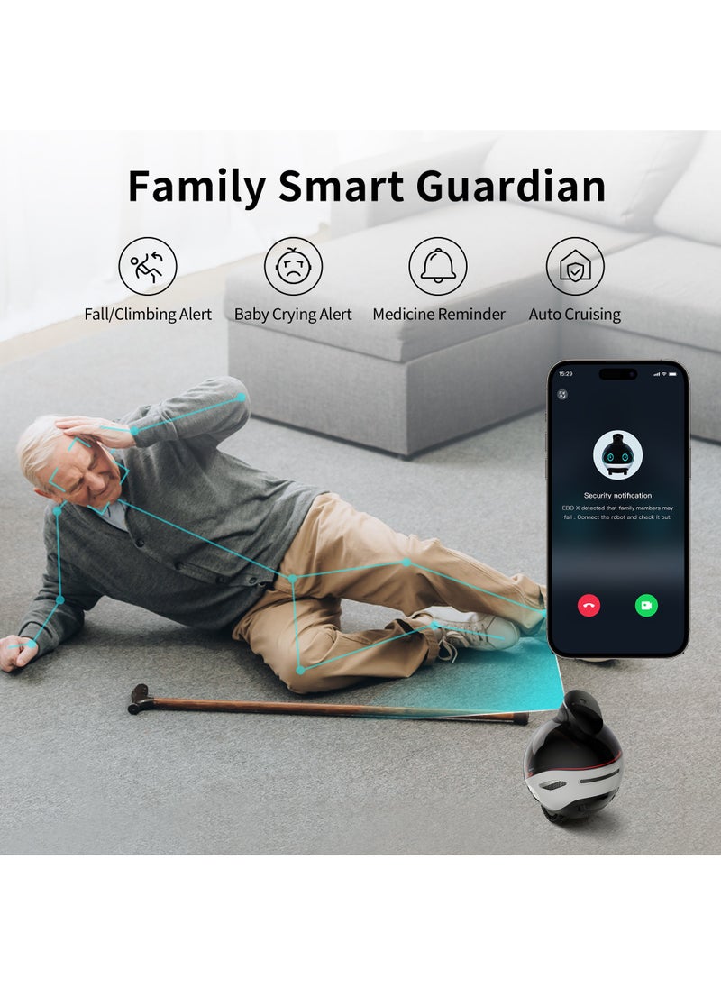 Enabot - Enabot® EBO X -AI Family Companion Robot. Home Robot with GPT, Harman AudioEFX Speaker, Alexa Voice Control Built in, Movable Home Monitoring Robot with Smart Mapping, Stabilized 4K UHD Security Pet Cam with Night Vision. [Full Pack Set + 12 Months International Warranty] - Image 1