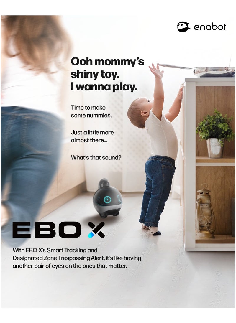 Enabot - Enabot® EBO X -AI Family Companion Robot. Home Robot with GPT, Harman AudioEFX Speaker, Alexa Voice Control Built in, Movable Home Monitoring Robot with Smart Mapping, Stabilized 4K UHD Security Pet Cam with Night Vision. [Full Pack Set + 12 Months International Warranty] - Image 1