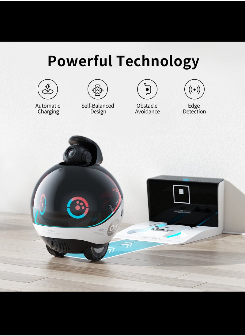 Enabot - Enabot® EBO X -AI Family Companion Robot. Home Robot with GPT, Harman AudioEFX Speaker, Alexa Voice Control Built in, Movable Home Monitoring Robot with Smart Mapping, Stabilized 4K UHD Security Pet Cam with Night Vision. [Full Pack Set + 12 Months International Warranty] - Image 1