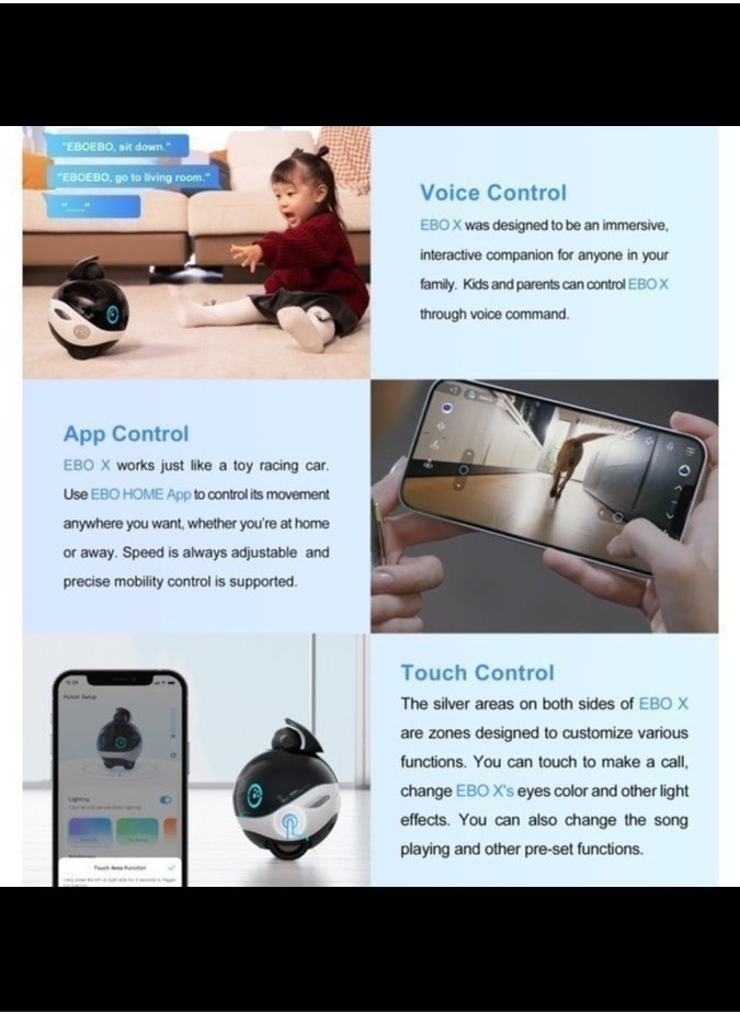 Enabot - Enabot® EBO X -AI Family Companion Robot. Home Robot with GPT, Harman AudioEFX Speaker, Alexa Voice Control Built in, Movable Home Monitoring Robot with Smart Mapping, Stabilized 4K UHD Security Pet Cam with Night Vision. [Full Pack Set + 12 Months International Warranty] - Image 1