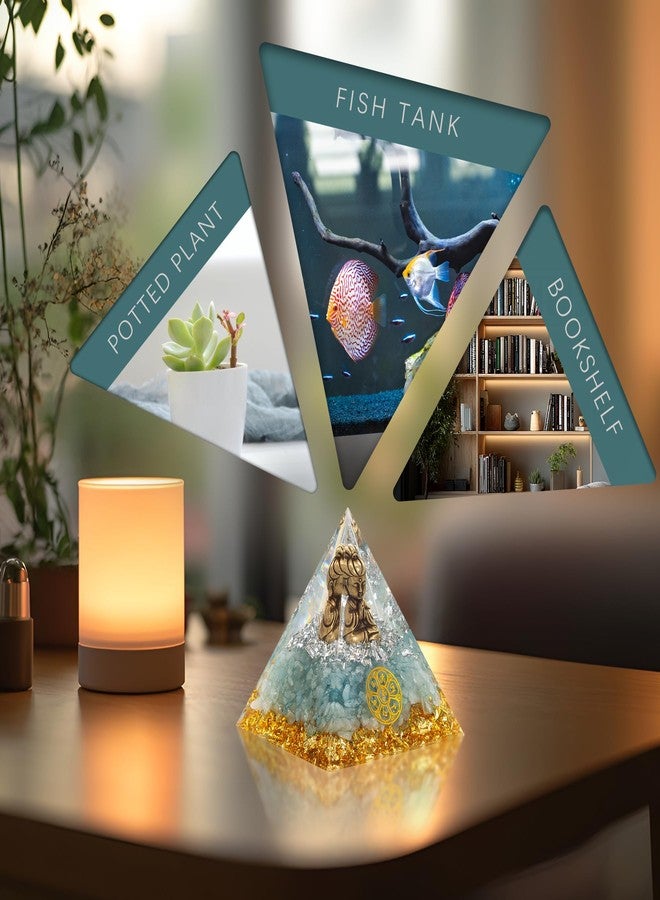 FENGSHUI-CAISHEN تمثال غوان يين صغير من فنغ شوي-كايشن داخل هرم أورغون من الكريستال العلاجي - أفينتورين أخضر مع تمثال غوان يين، ديكور تأمل شاكرا ريكي - Image 3