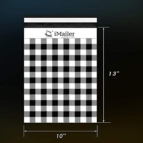 iMailer 100 Count - 10x13 inch Poly Mailers Black Gingham Plaid Shipping Bags,Mailing Envelope with Self Seal Strip - Image 2