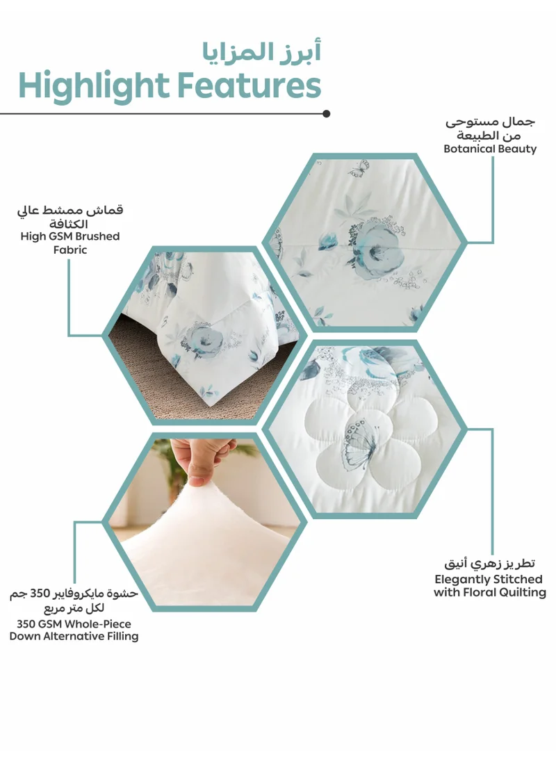 Donetella Bedding Comforter Set, twin Size Fits 120x200 cm - 4-Pcs Digital Print Quilted Bed Set, Microfiber Fabric - 1 Comforter, 1 Fitted Sheet, 1 Pillow Shams, 1 Pillowcases.