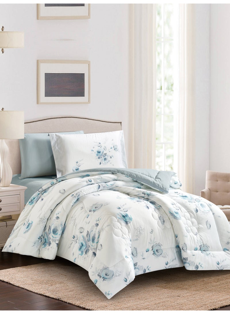 Donetella Bedding Comforter Set, twin Size Fits 120x200 cm - 4-Pcs Digital Print Quilted Bed Set, Microfiber Fabric - 1 Comforter, 1 Fitted Sheet, 1 Pillow Shams, 1 Pillowcases. - Image 2