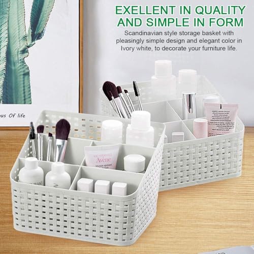 PUTHAK Storage Basket, Plastic Storage Basket for Office, Home Kitchen, Office, Dressing Table, Cosmetics, Bathroom, Grey - Image 2
