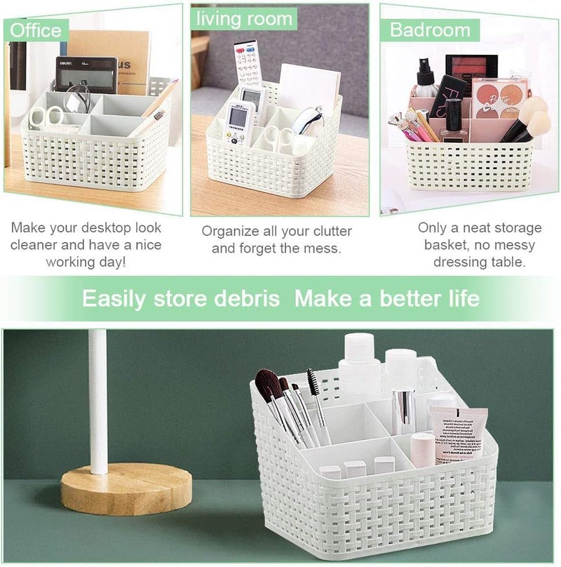 PUTHAK Storage Basket, Plastic Storage Basket for Office, Home Kitchen, Office, Dressing Table, Cosmetics, Bathroom, Grey - Image 3