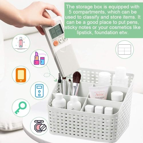 PUTHAK Storage Basket, Plastic Storage Basket for Office, Home Kitchen, Office, Dressing Table, Cosmetics, Bathroom, Grey - Image 5