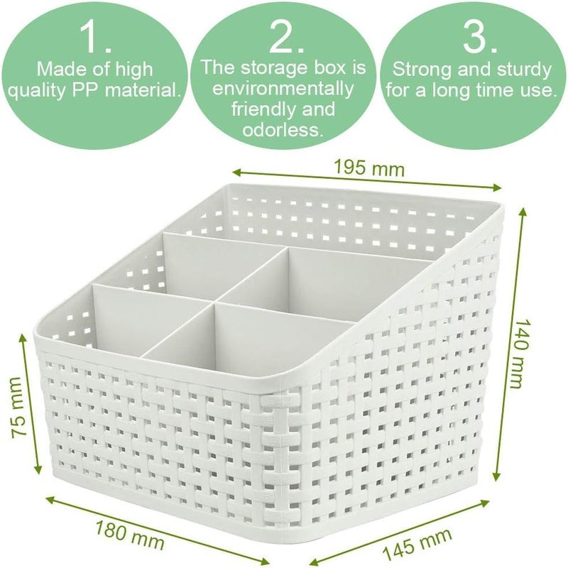 PUTHAK Storage Basket, Plastic Storage Basket for Office, Home Kitchen, Office, Dressing Table, Cosmetics, Bathroom, Grey - Image 4