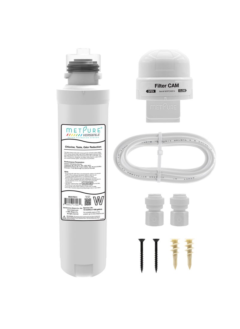 Metpure Metpure Versatile Inline MVCTO11KIT Quick Twist Water Filter 14 for Refrigerator Ice Maker Coffee Maker Reduces Bad Taste Odor Chlorine in Drinking Water Complete Kit 