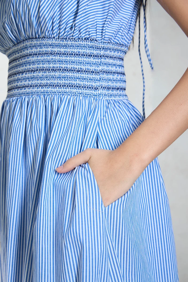 Virgio Striped Smocked Dress