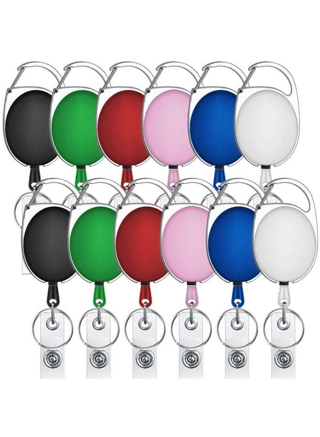 selizo 12 Packs Retractable Id Badge Card Holder Carabiner Badge Reel With Belt Clip And Key Ring Assorted Colors - Image 1