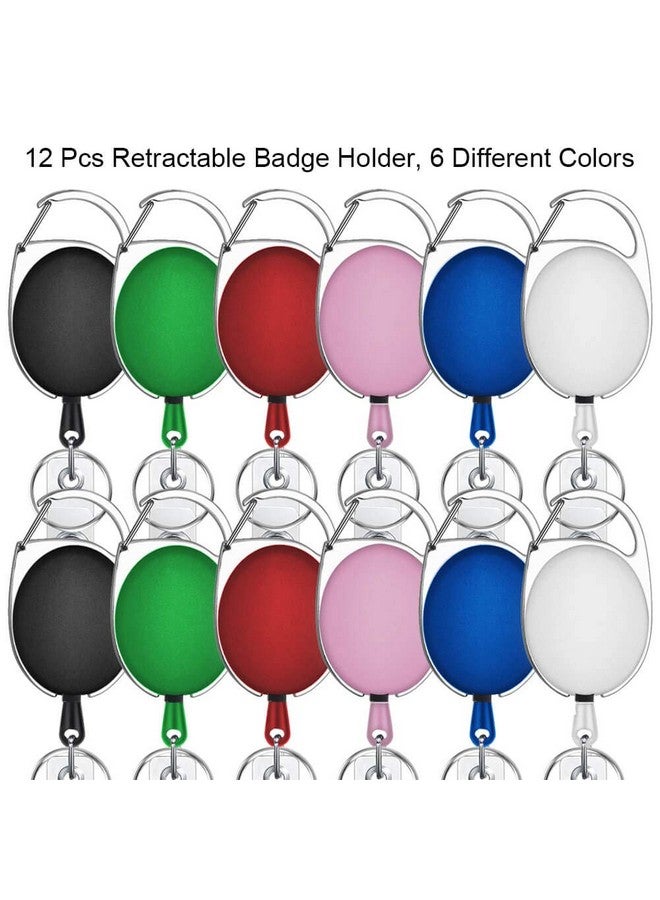 selizo 12 Packs Retractable Id Badge Card Holder Carabiner Badge Reel With Belt Clip And Key Ring Assorted Colors - Image 2