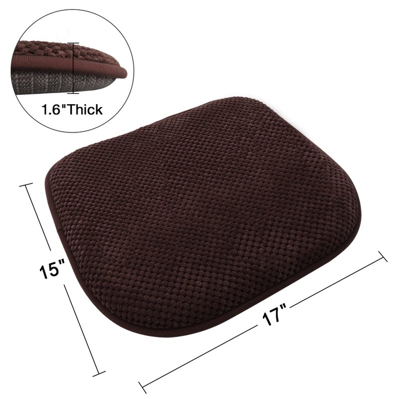 PAGGED PAGGED Brown Foam Seat Cushions Kitchen Chairs Pads for Dining Chairs Non Slip Patio Seat Cushions Set of 4 Washable U Shaped Soft Thick Large Metal Wooden Chair Cushions 17"" x 15"" - Image 2