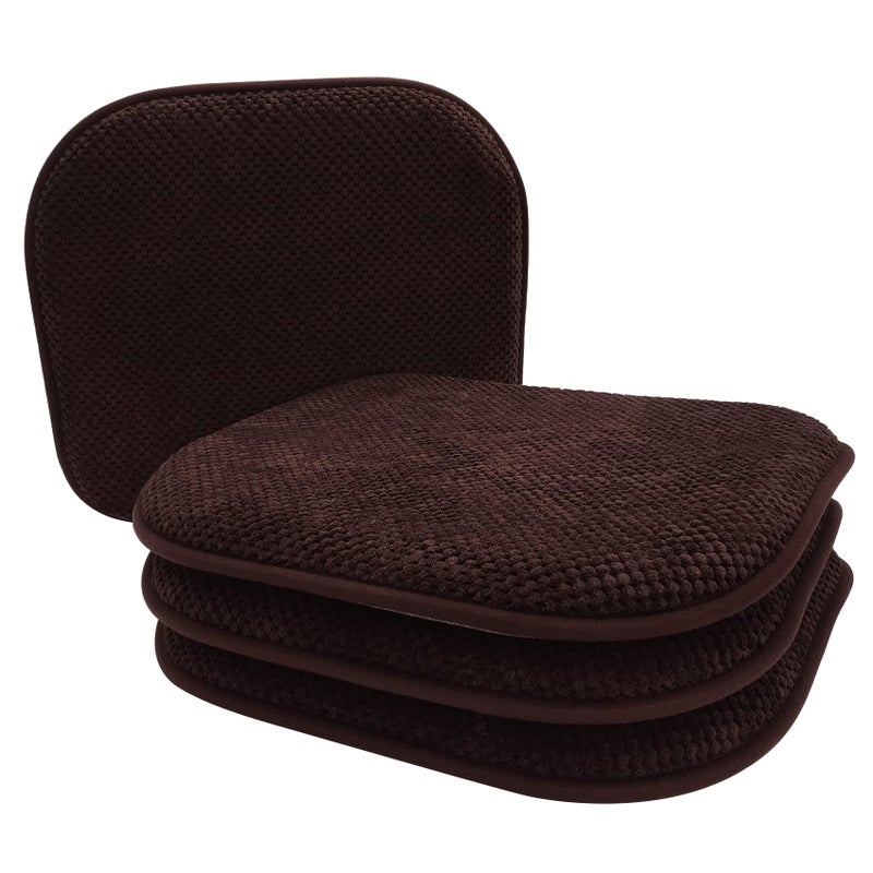 PAGGED PAGGED Brown Foam Seat Cushions Kitchen Chairs Pads for Dining Chairs Non Slip Patio Seat Cushions Set of 4 Washable U Shaped Soft Thick Large Metal Wooden Chair Cushions 17"" x 15"" - Image 1