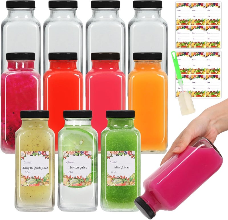 AuroTrends 16 oz Glass Bottles with Lids 12Pack, 480ml Glass Juicing Bottles, Water, Kombucha (16fl.oz, Set of 12) - Image 1