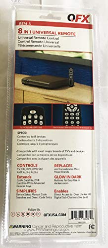 QFX 8-in-1 Universal Remote with Glow-in-The-Dark Buttons (REM-8) - Image 3