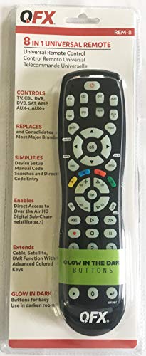 QFX 8-in-1 Universal Remote with Glow-in-The-Dark Buttons (REM-8) - Image 2
