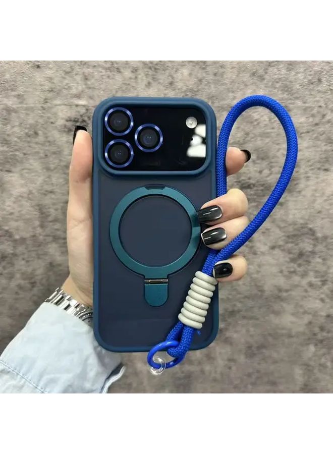 Black Magnetic Phone Cover For iPhone 17 Pro With Lens Film Bracket And Strap - Image 4
